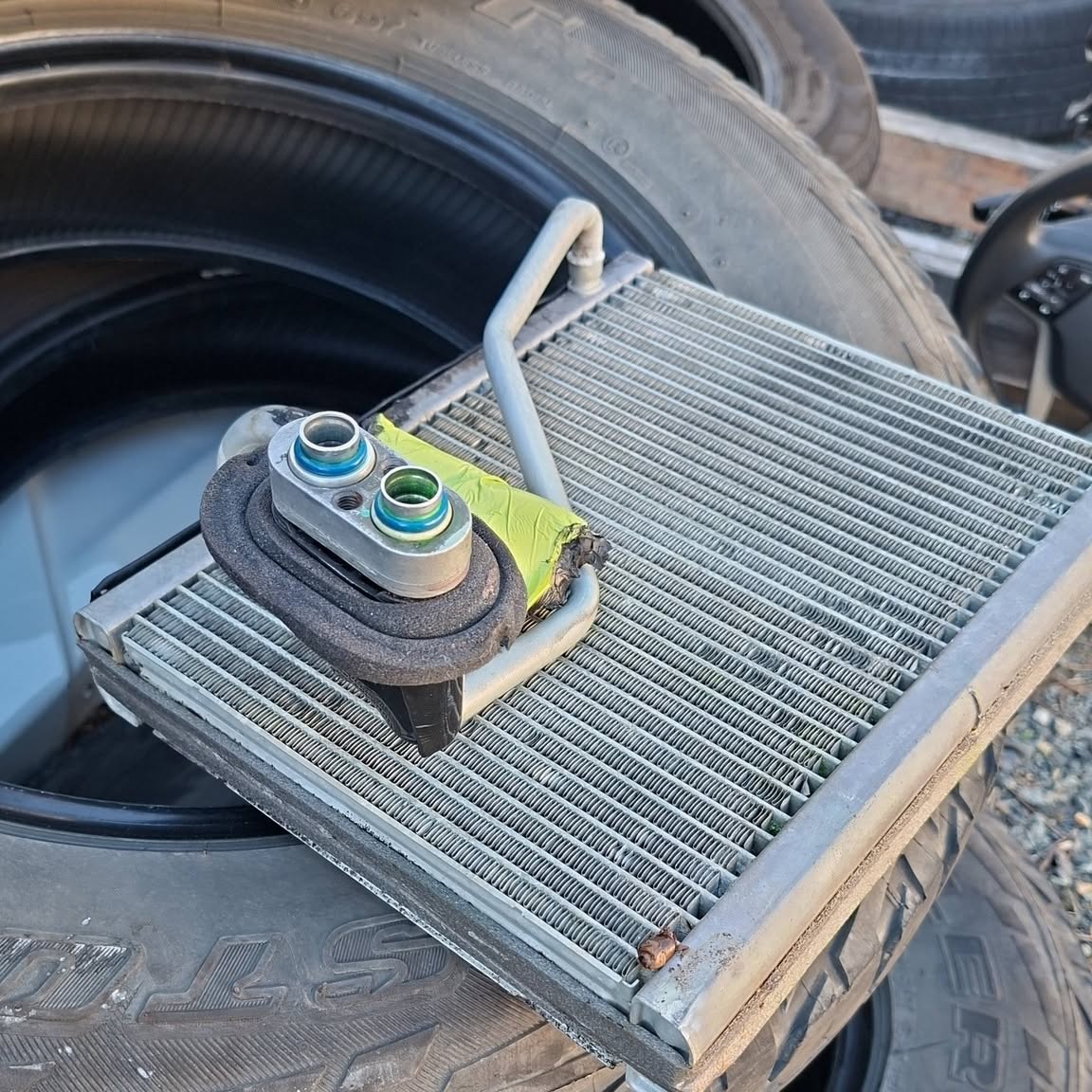 Old evaporator core removed from a car